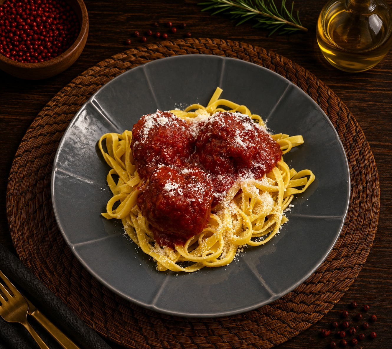 Meatballs cu tagliatelle
